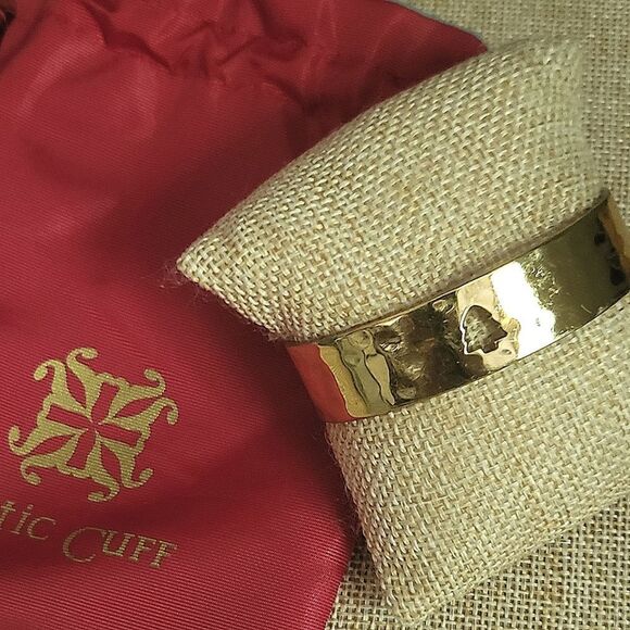 Rustic Cuff Cutout Christmas Tree Gold Cuff Bracelet - Picture 1 of 3